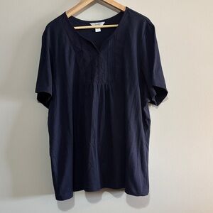 CJ Banks Women’s 3X Navy Short Sleeve Top - GUC